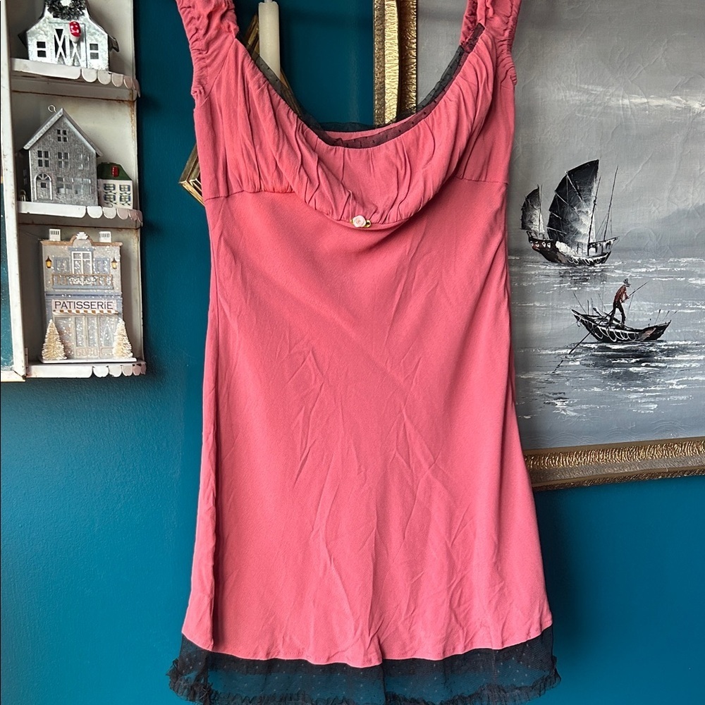 Kimchi Blue Pink Slip with Lace Size M Urban Outfitters Lace Trim Mini Dress